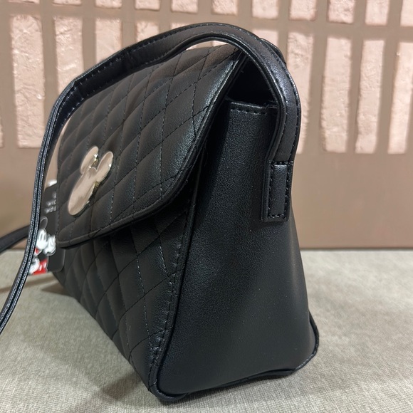 Disney Black Mickey Mouse Crossbody Bag with Quilted Design - Picture 3 of 7